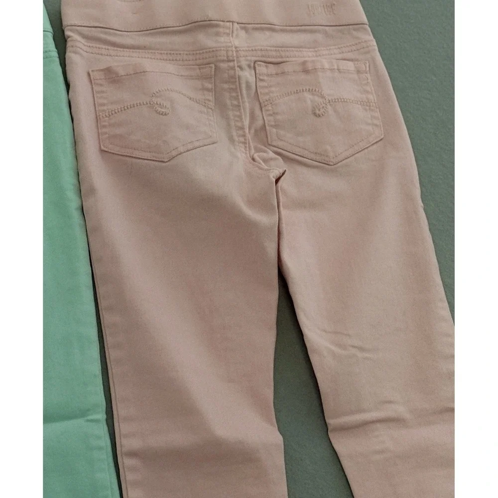 Justice Girls Ankle Jeggings Lot Of 3 MidRise Sz 10 Pull on Pant Denin Pink Mint